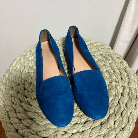 J. Crew Cleo Bright Cobalt Deep Riviera Blue Suede Slip On Loafers - Picture 3 of 11